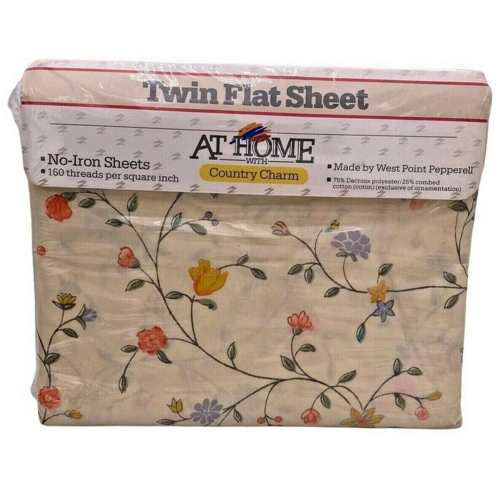 Vintage Montgomery Ward Twin Flat Sheet Floral Amanda West Point Pepperell 1980s